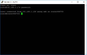 PuTTY SSH connection to Cisco RV340